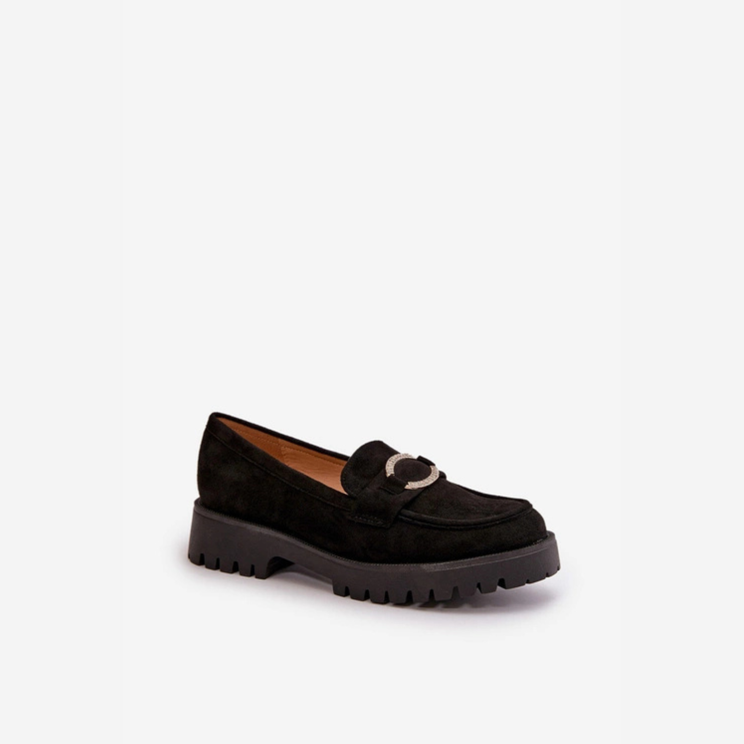 Loafers femmes – en cuir avec boucle métallique ronde