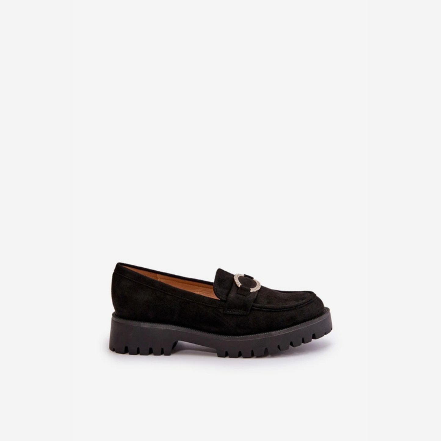 Loafers femmes – en cuir avec boucle métallique ronde