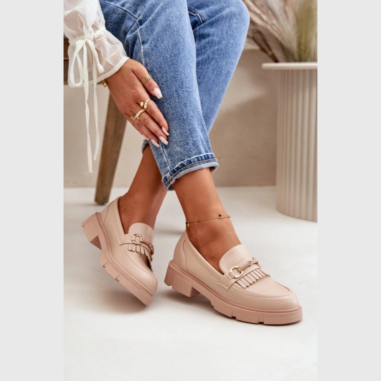 Loafers en cuir Détail Métallique – Style Moderne Confort