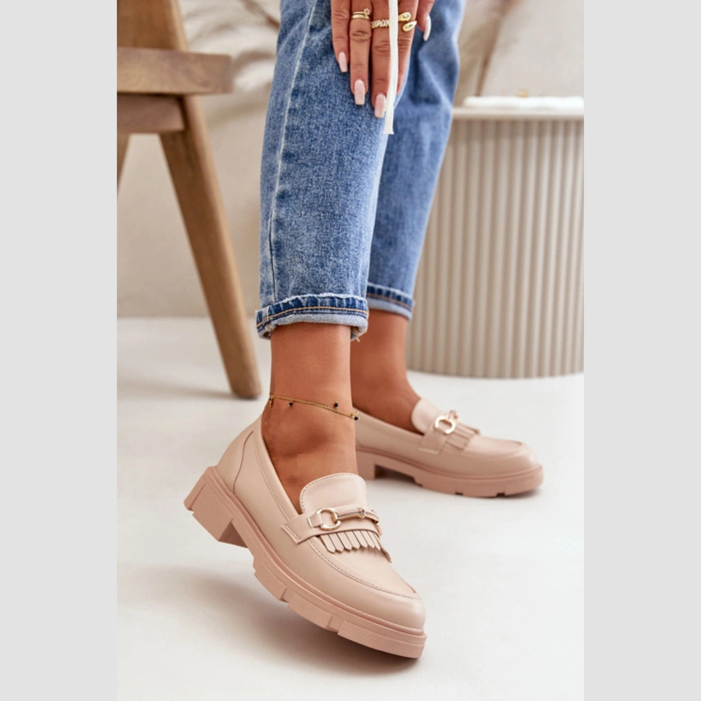 Loafers en cuir Détail Métallique – Style Moderne Confort