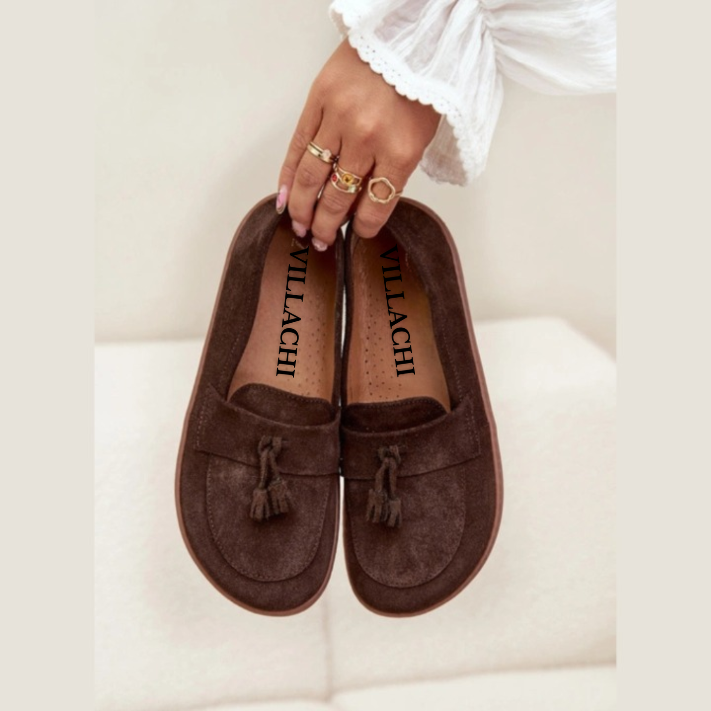 Mocassins légères confortables semelle fine pompons à l'avant