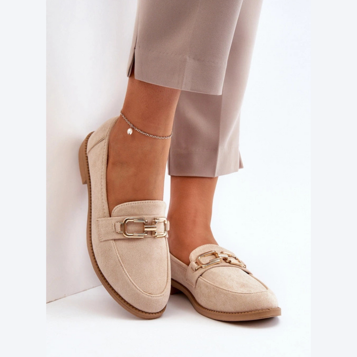 Mocassins cuir véritable avec détails en métal