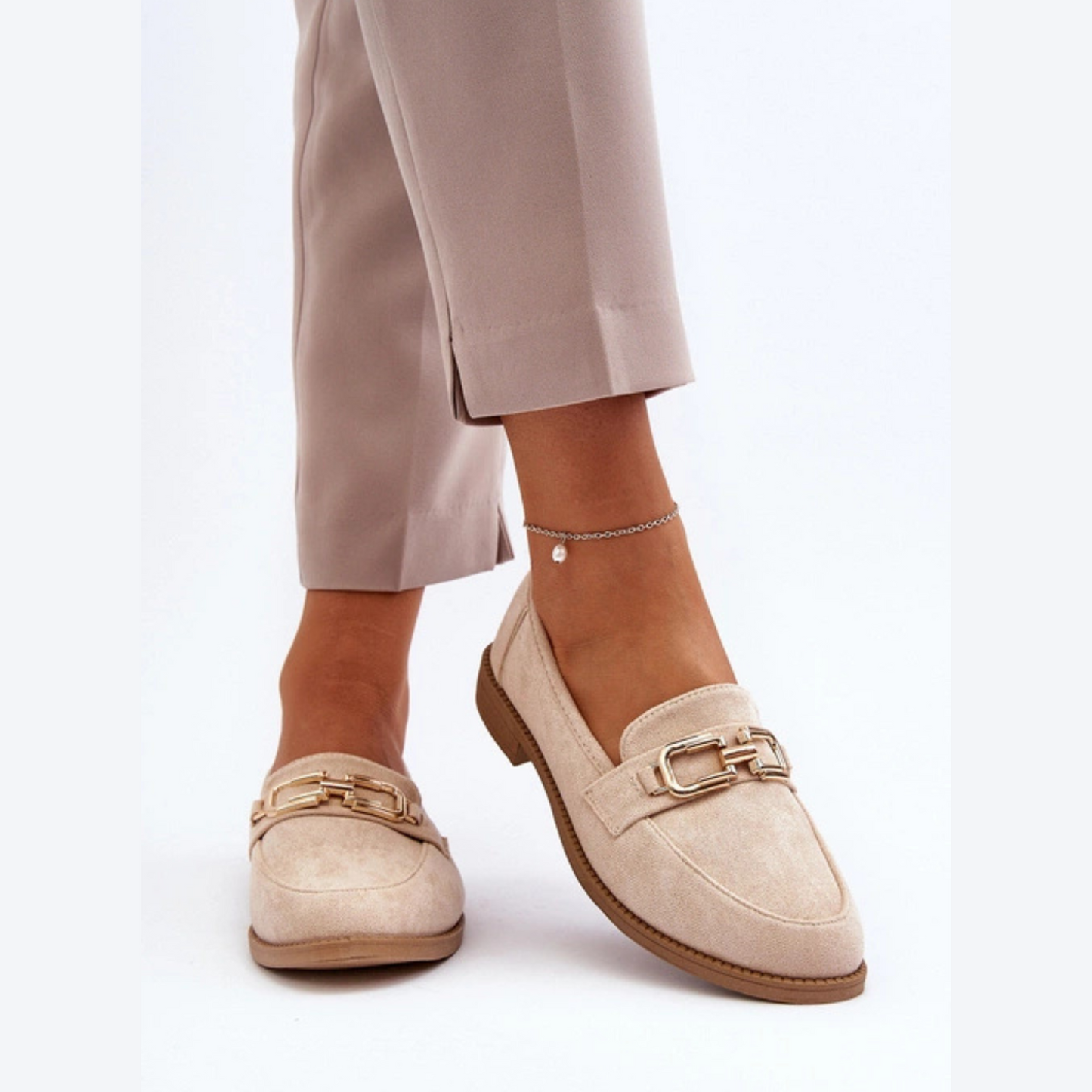 Mocassins cuir véritable avec détails en métal