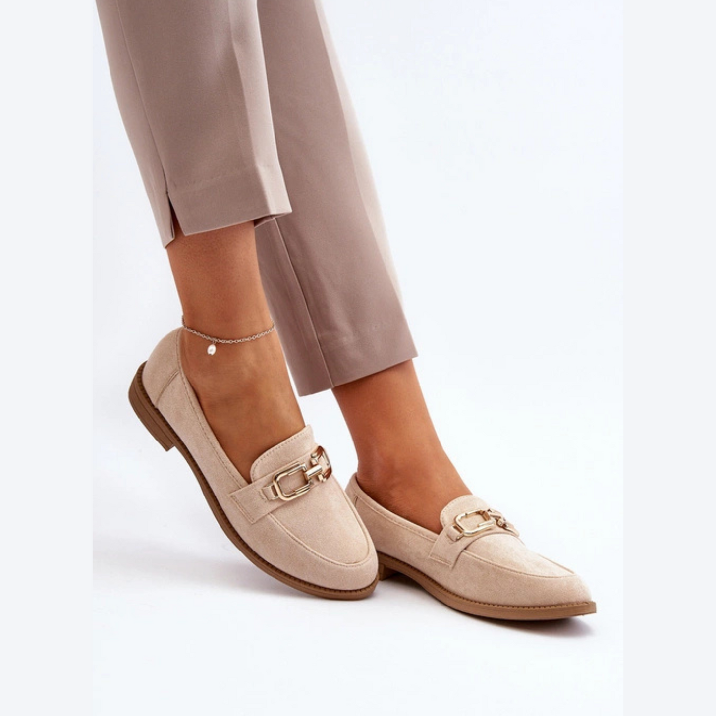Mocassins cuir véritable avec détails en métal