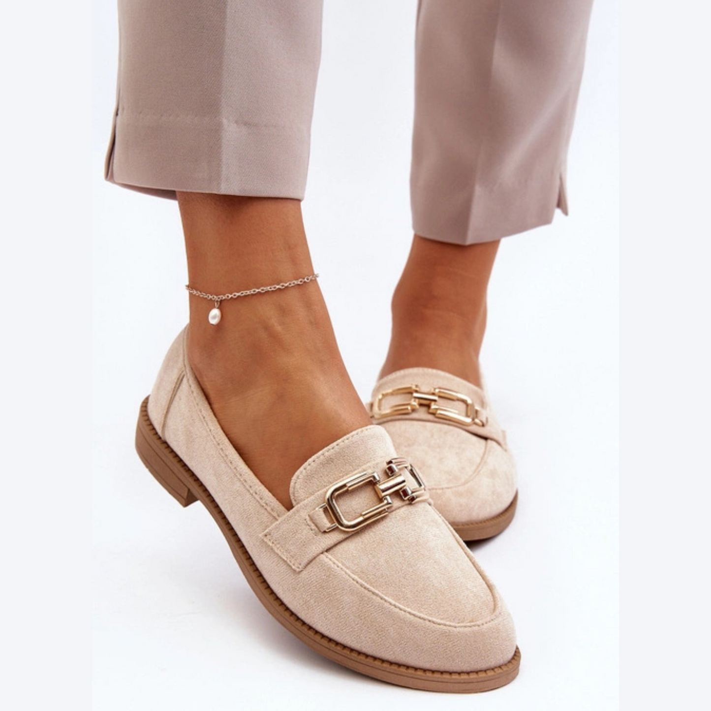 Mocassins cuir véritable avec détails en métal