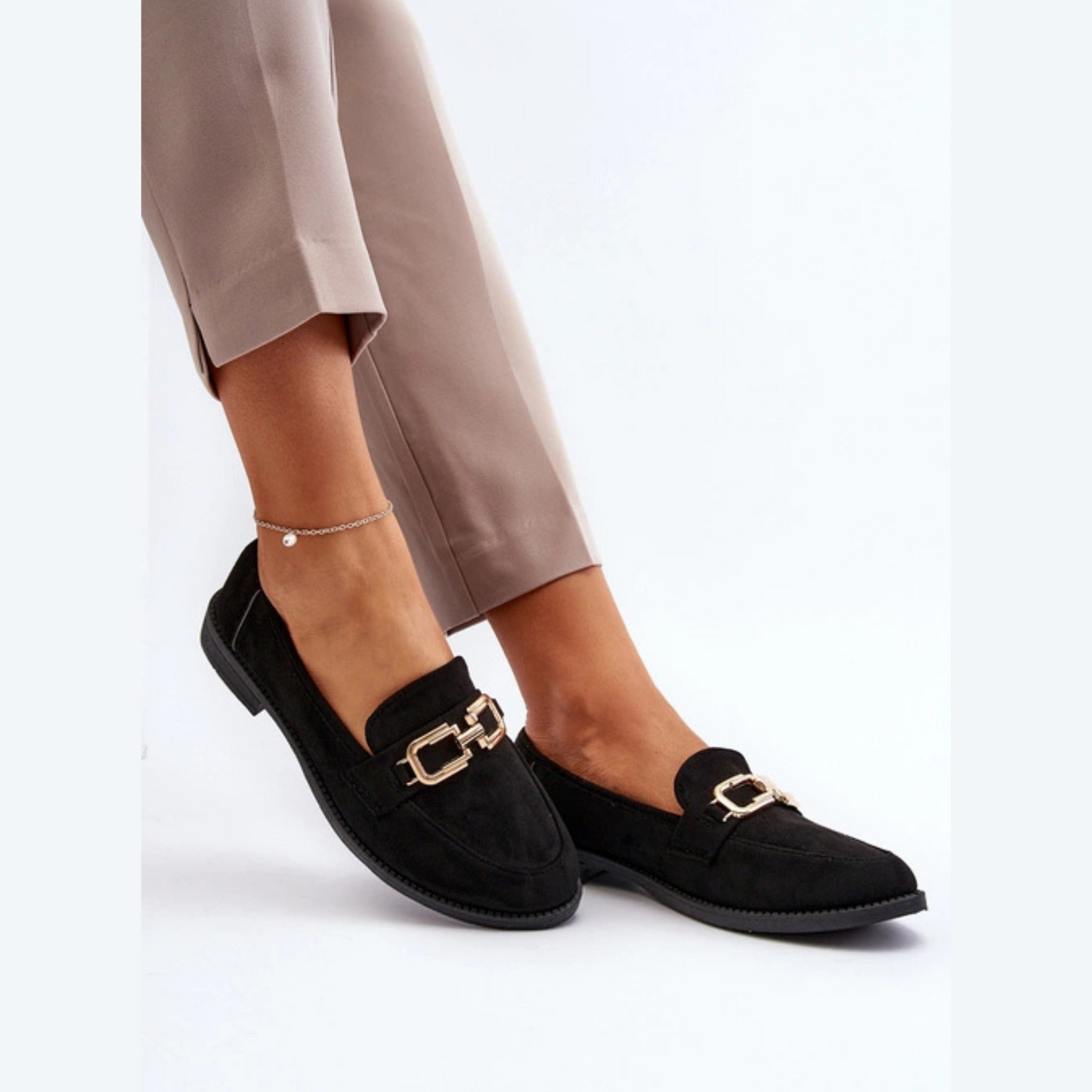 Mocassins cuir véritable avec détails en métal
