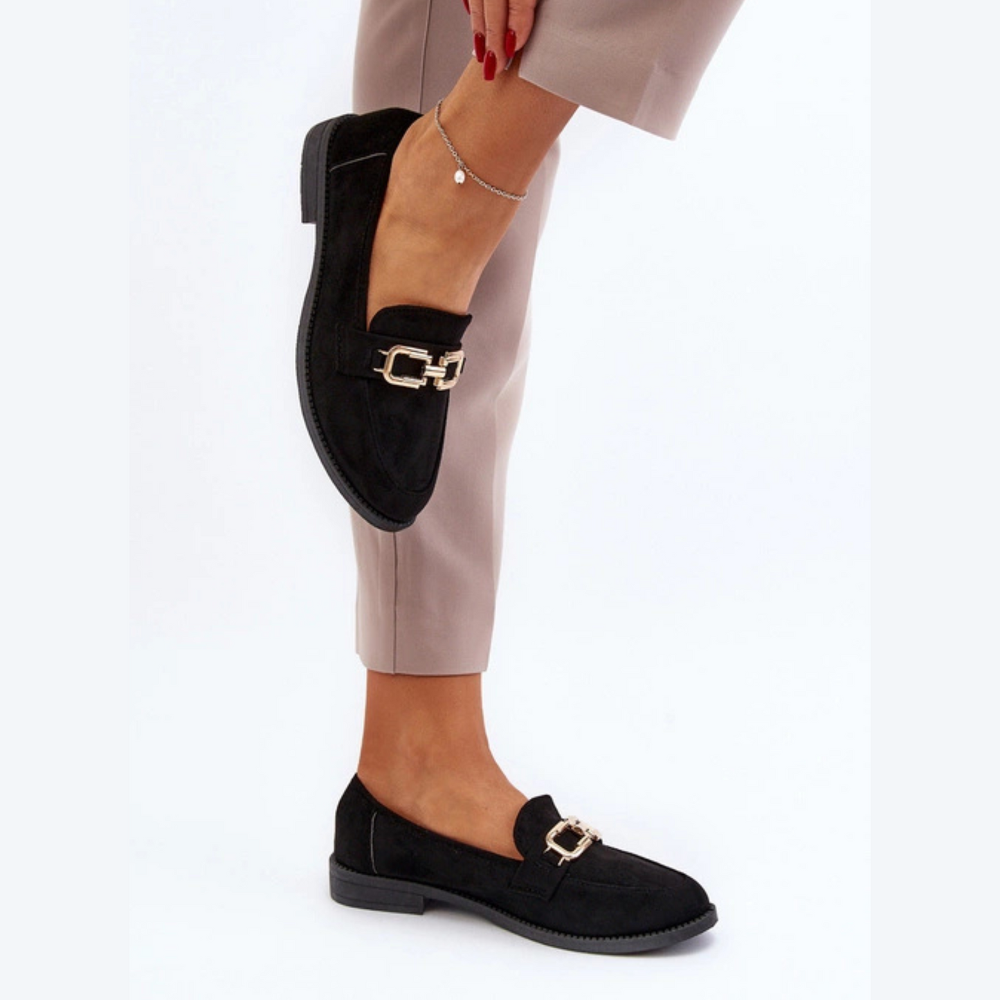 Mocassins cuir véritable avec détails en métal