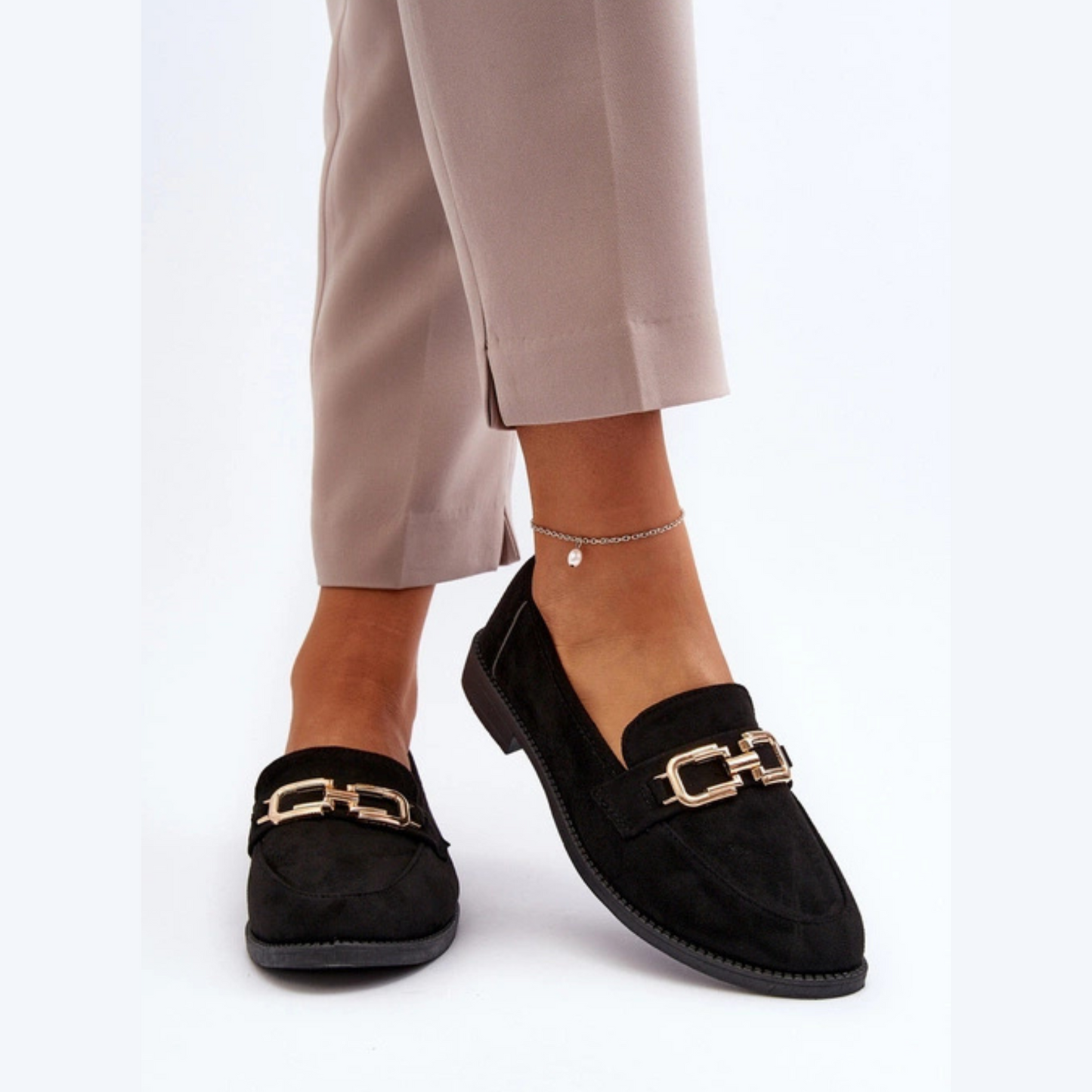 Mocassins cuir véritable avec détails en métal