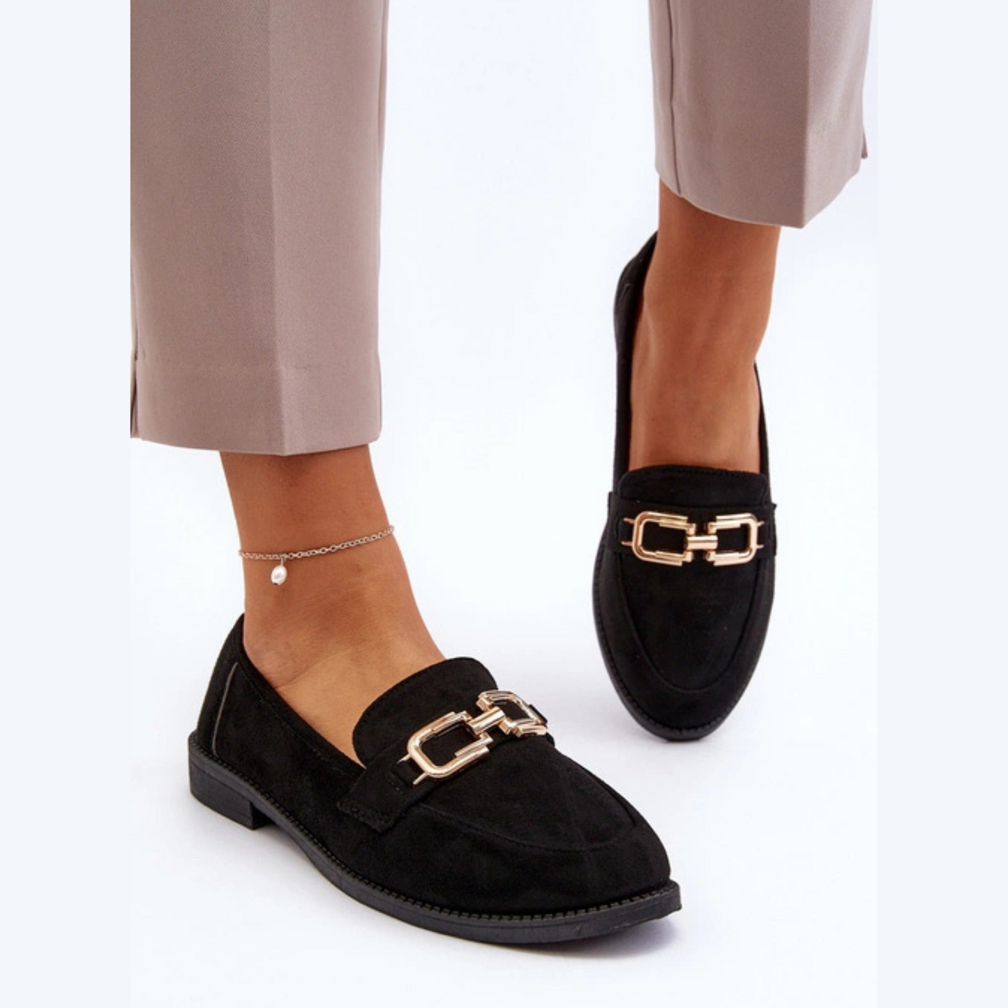 Mocassins cuir véritable avec détails en métal