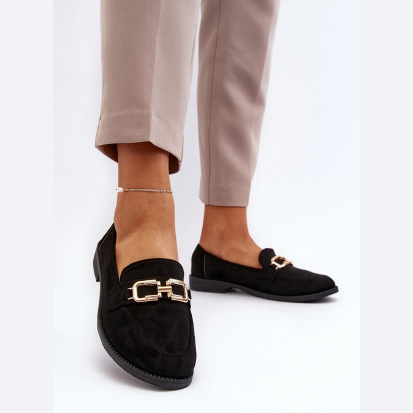 Mocassins cuir véritable avec détails en métal