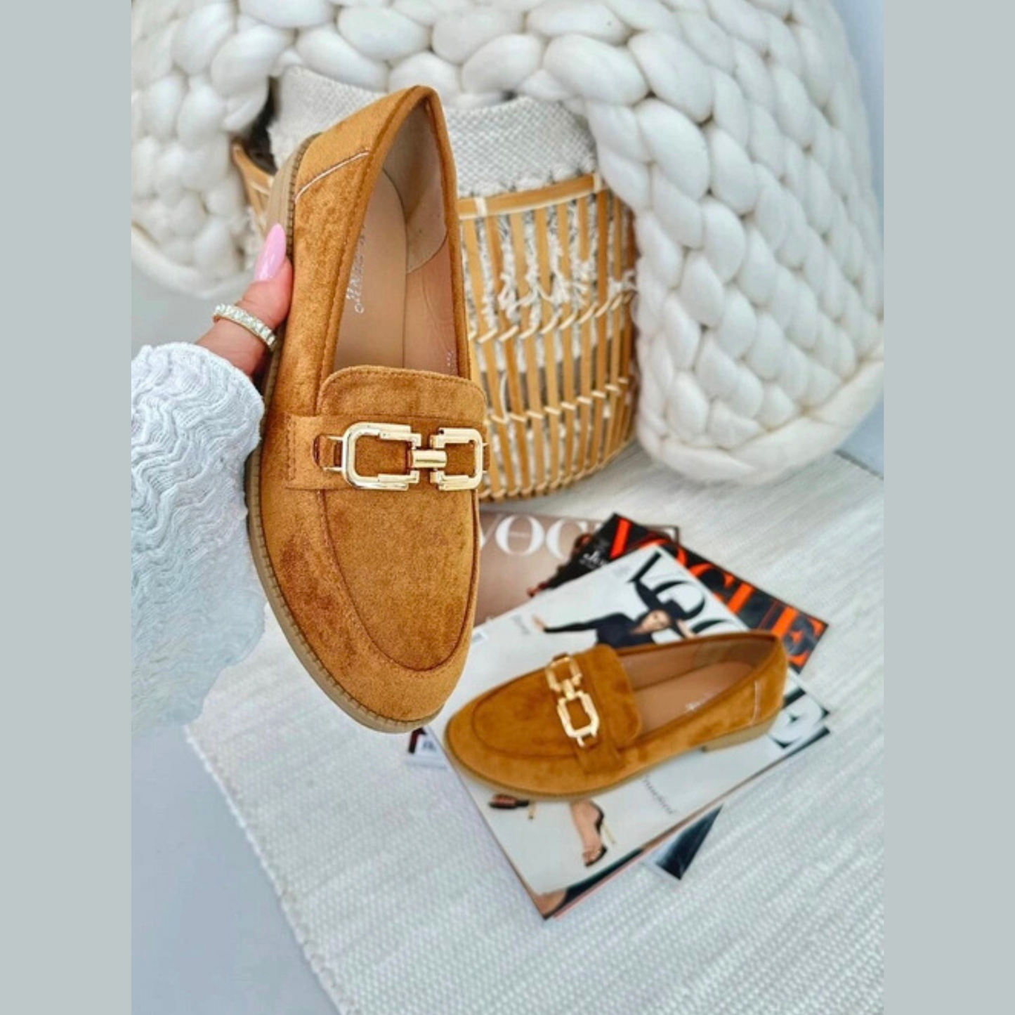 Mocassins cuir véritable avec détails en métal