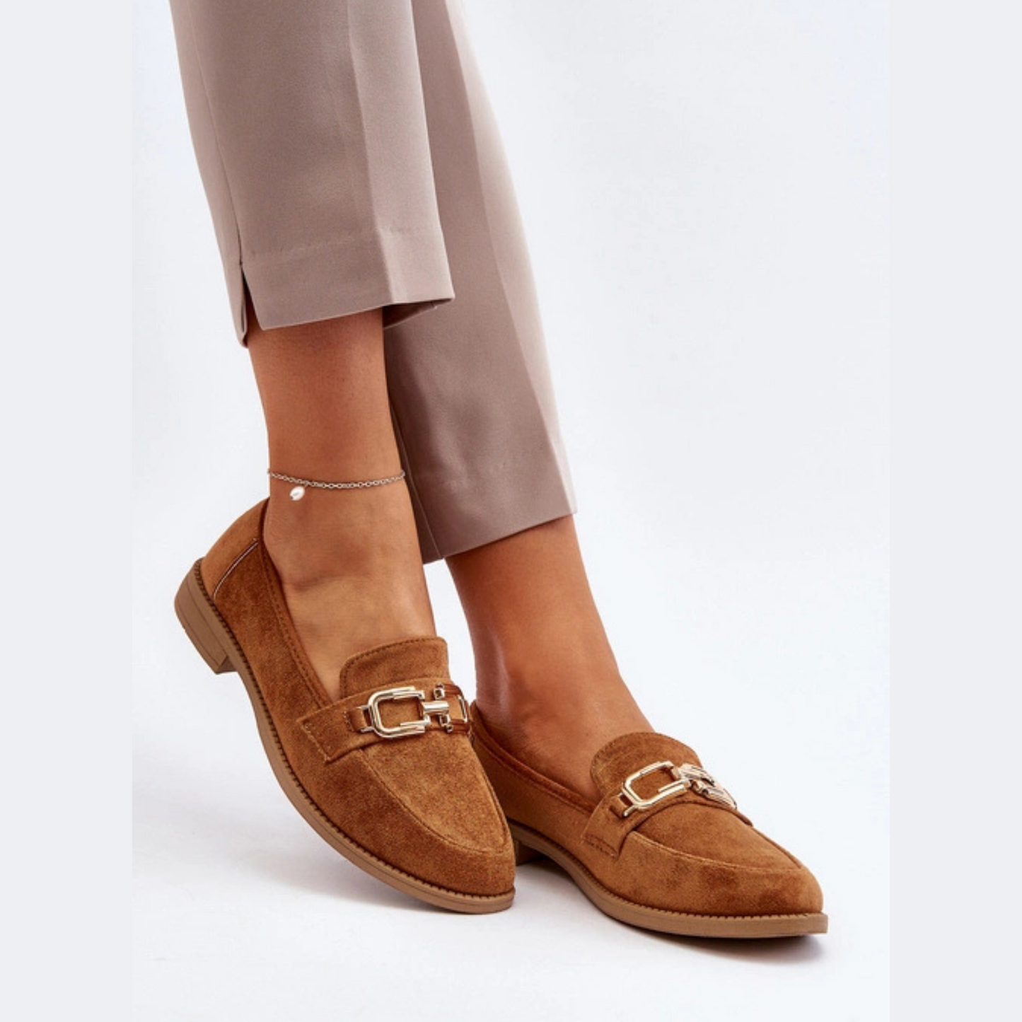 Mocassins cuir véritable avec détails en métal