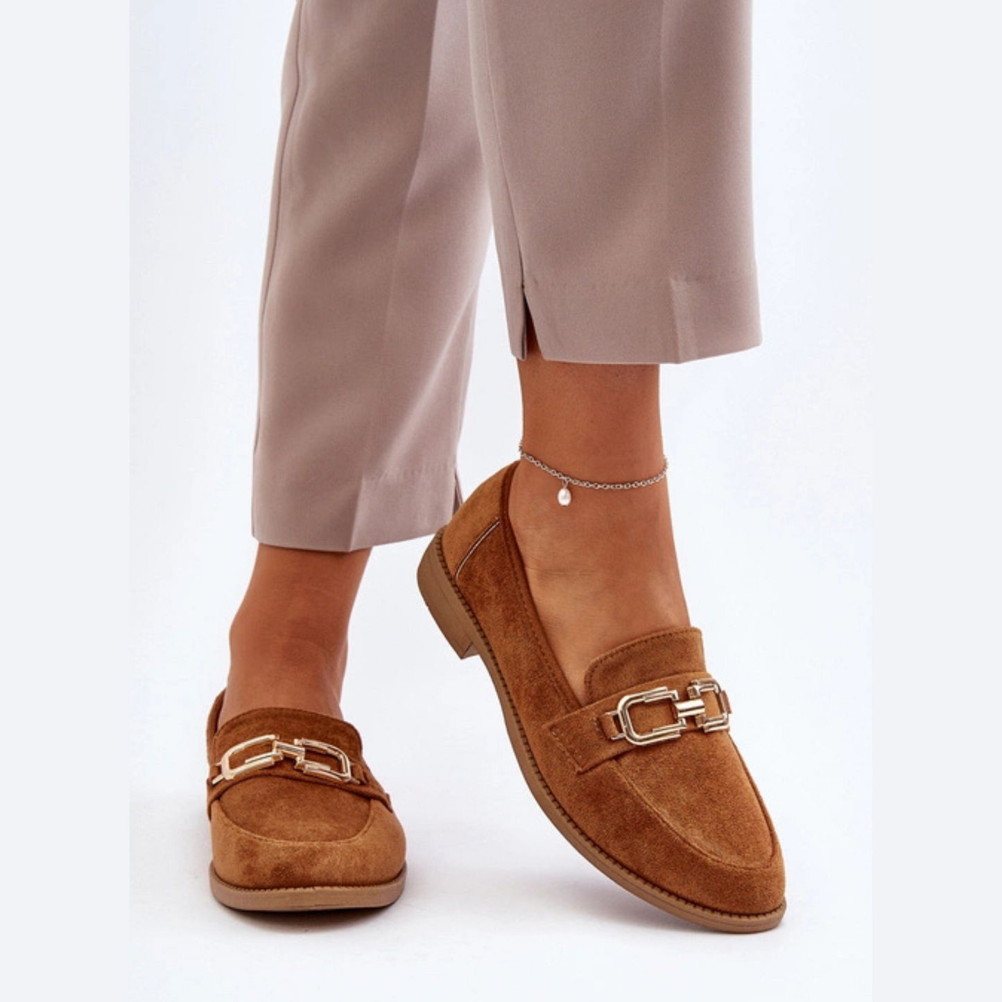Mocassins cuir véritable avec détails en métal