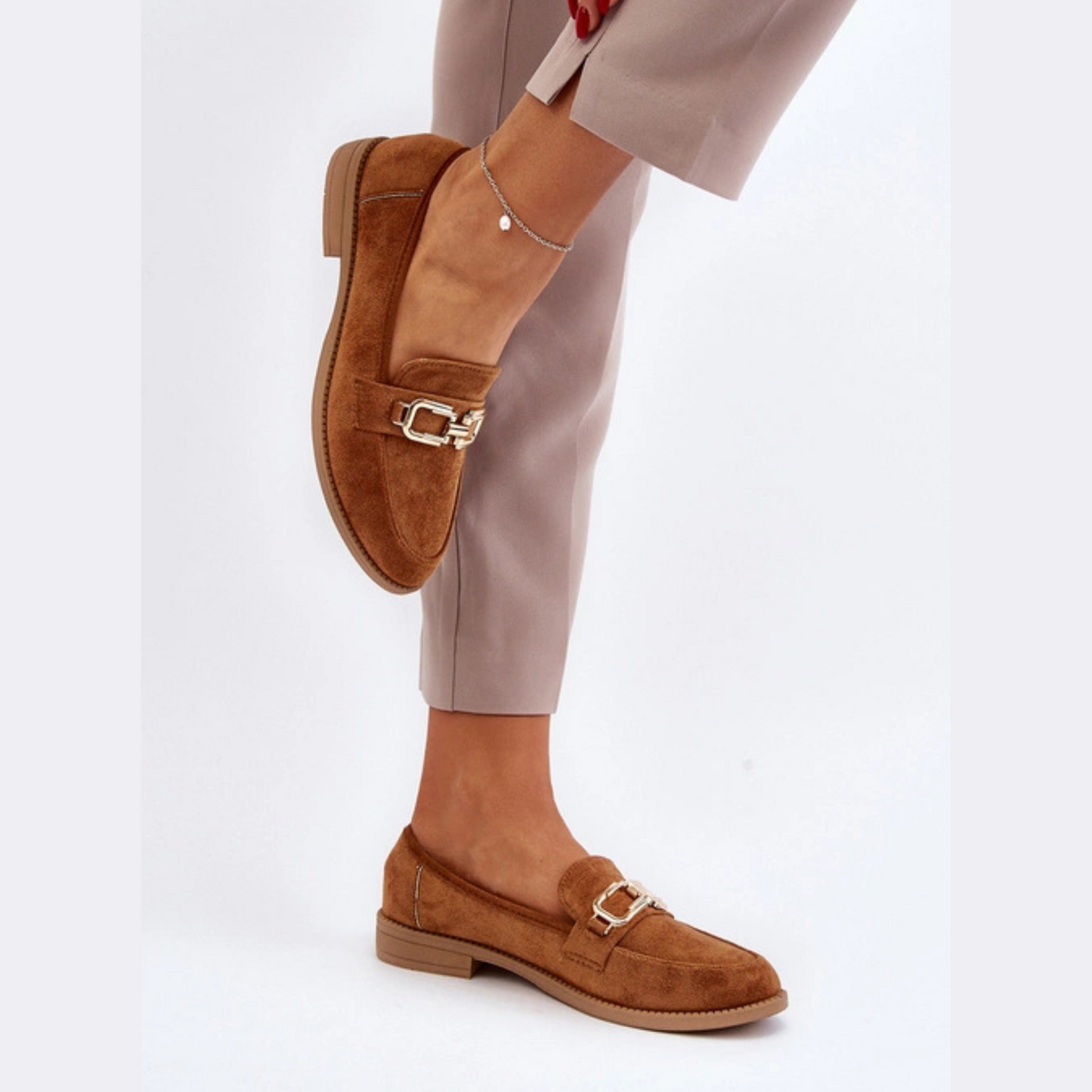 Mocassins cuir véritable avec détails en métal