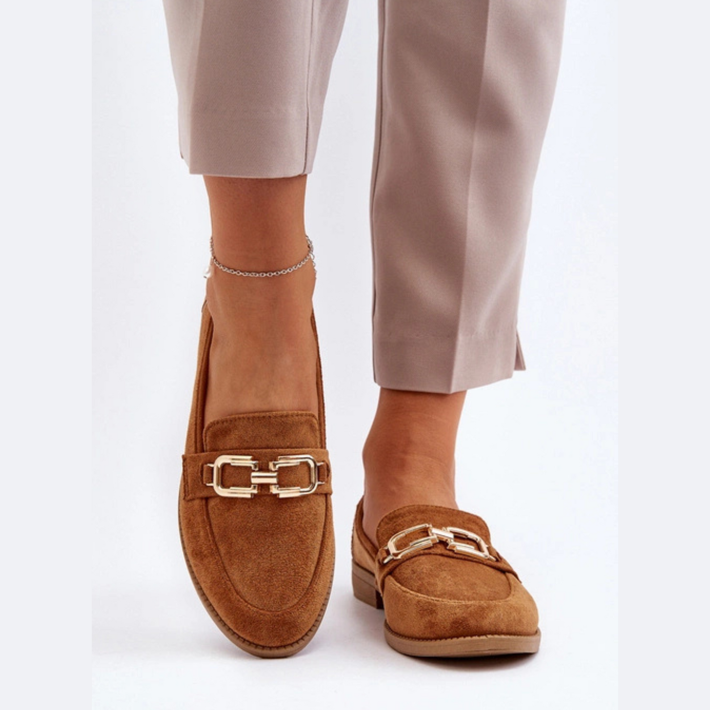 Mocassins cuir véritable avec détails en métal