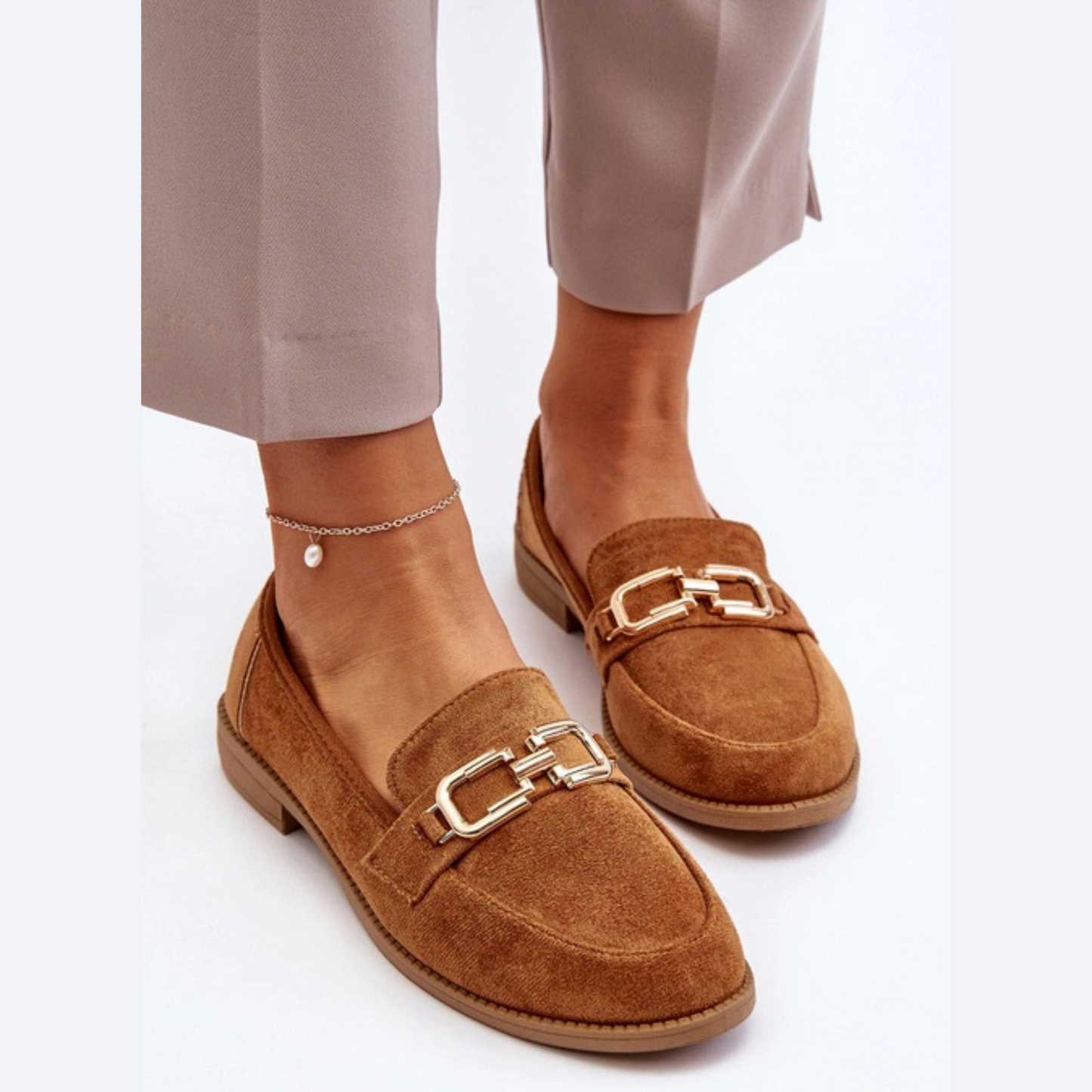 Mocassins cuir véritable avec détails en métal