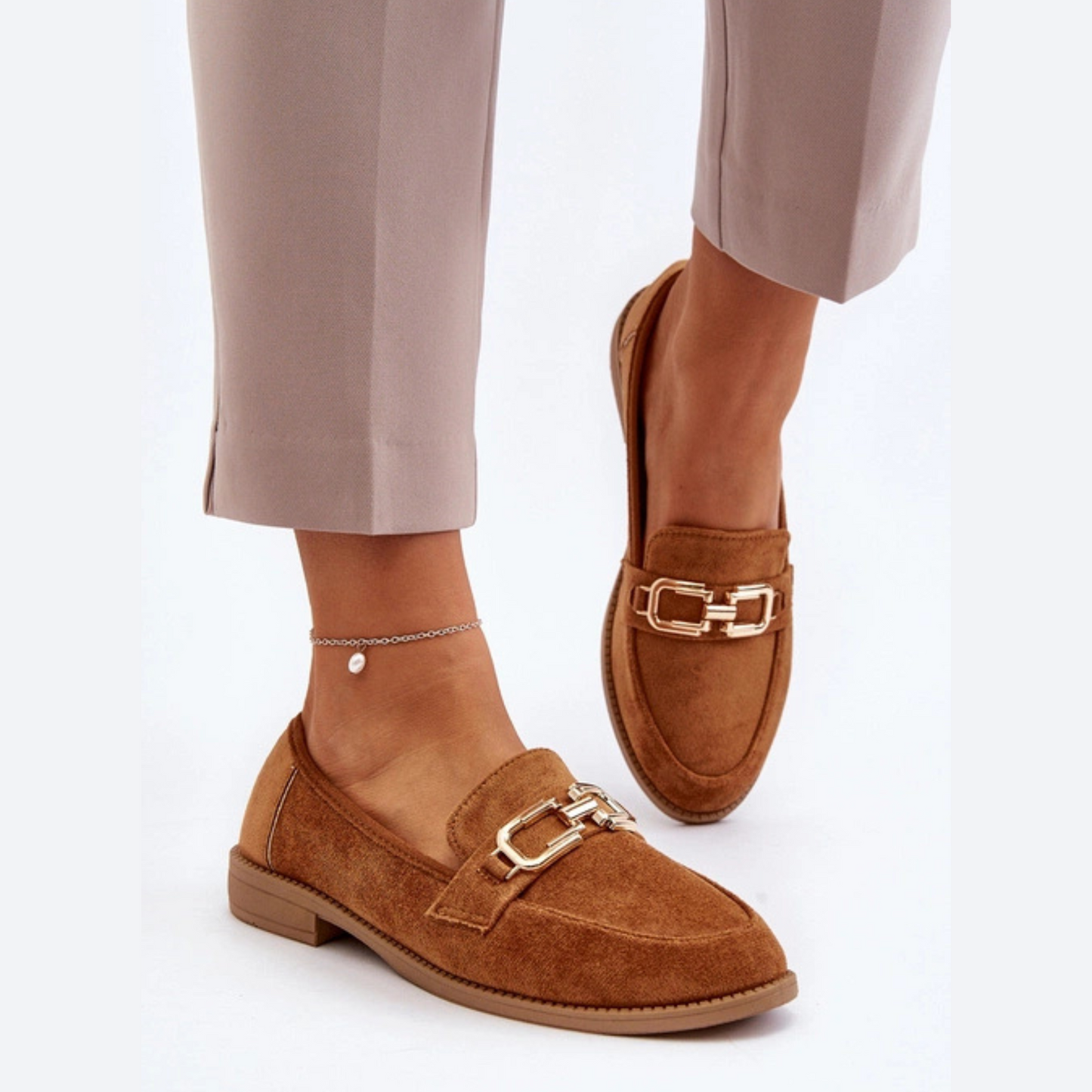 Mocassins cuir véritable avec détails en métal