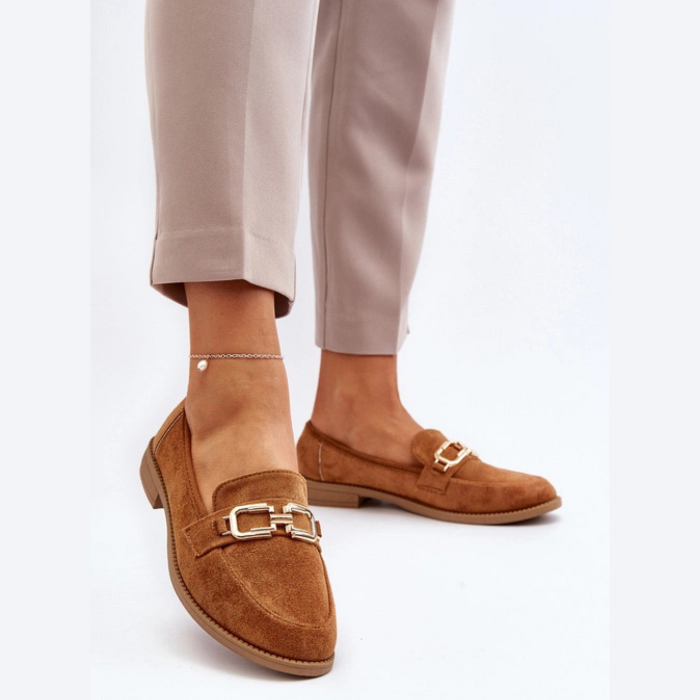 Mocassins cuir véritable avec détails en métal