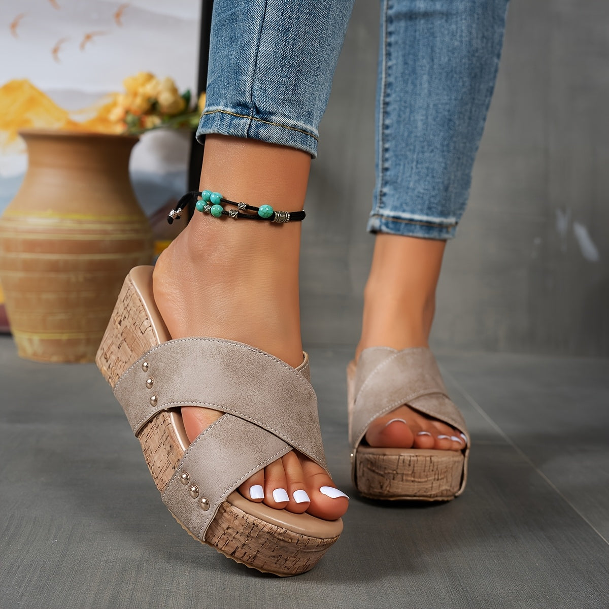 Sandales plateforme femme, style rétro