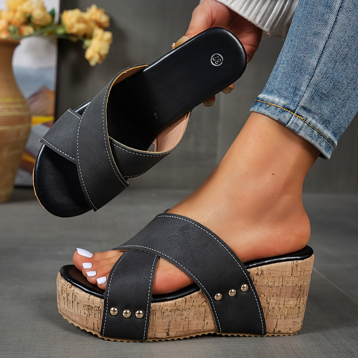 Sandales plateforme femme, style rétro