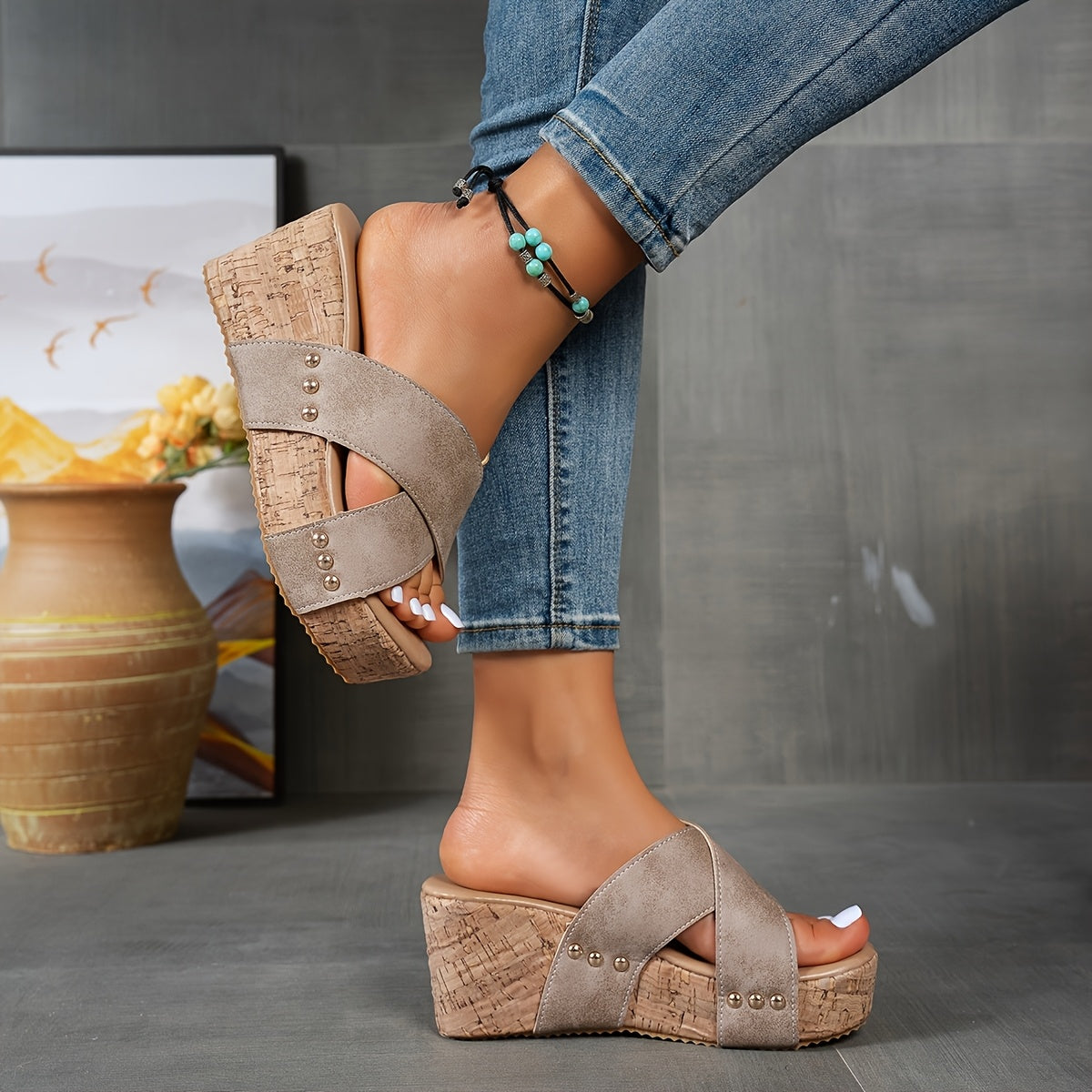 Sandales plateforme femme, style rétro