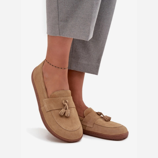 Mocassins légères confortables semelle fine pompons à l'avant