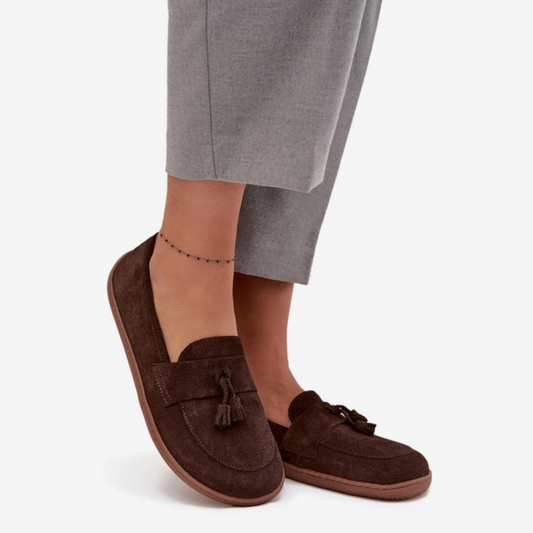Mocassins légères confortables semelle fine pompons à l'avant