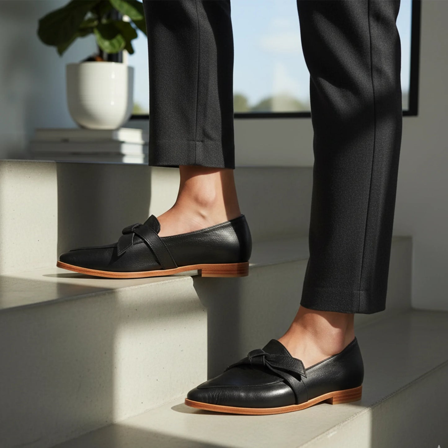 Mocassins Cuir Véritable – avec un nœud élégant àl’avan