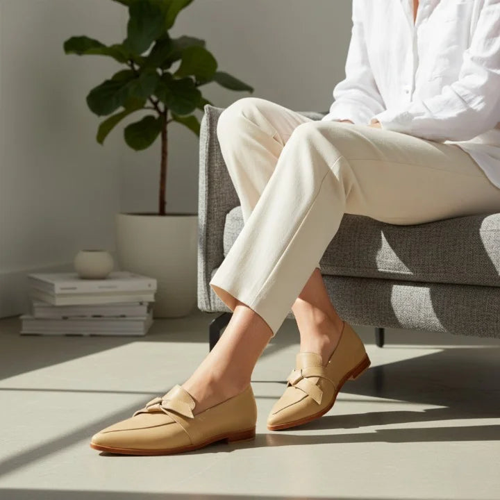 Mocassins Cuir Véritable – avec un nœud élégant àl’avan