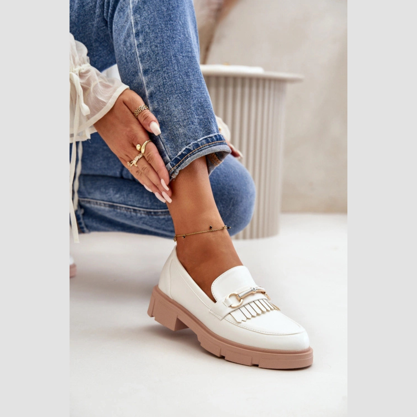 Loafers en cuir Détail Métallique – Style Moderne Confort