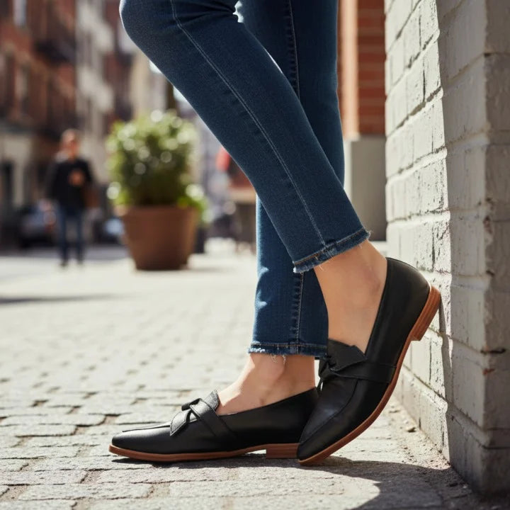 Mocassins Cuir Véritable – avec un nœud élégant àl’avan