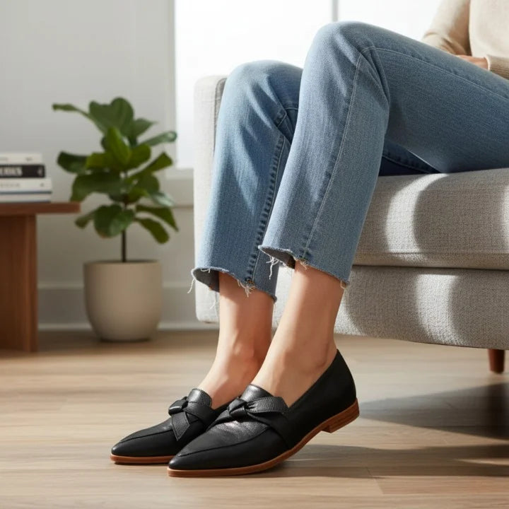 Mocassins Cuir Véritable – avec un nœud élégant àl’avan