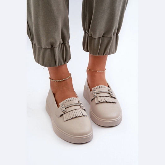 Loafer pampilles en cuir véritable pour femme