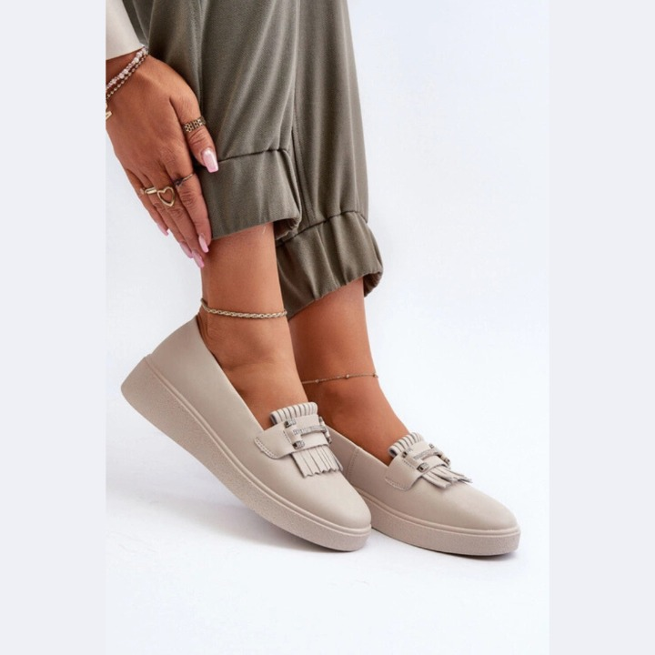 Loafer pampilles en cuir véritable pour femme