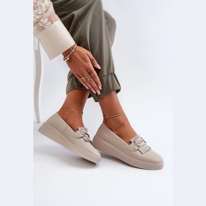 Loafer pampilles en cuir véritable pour femme