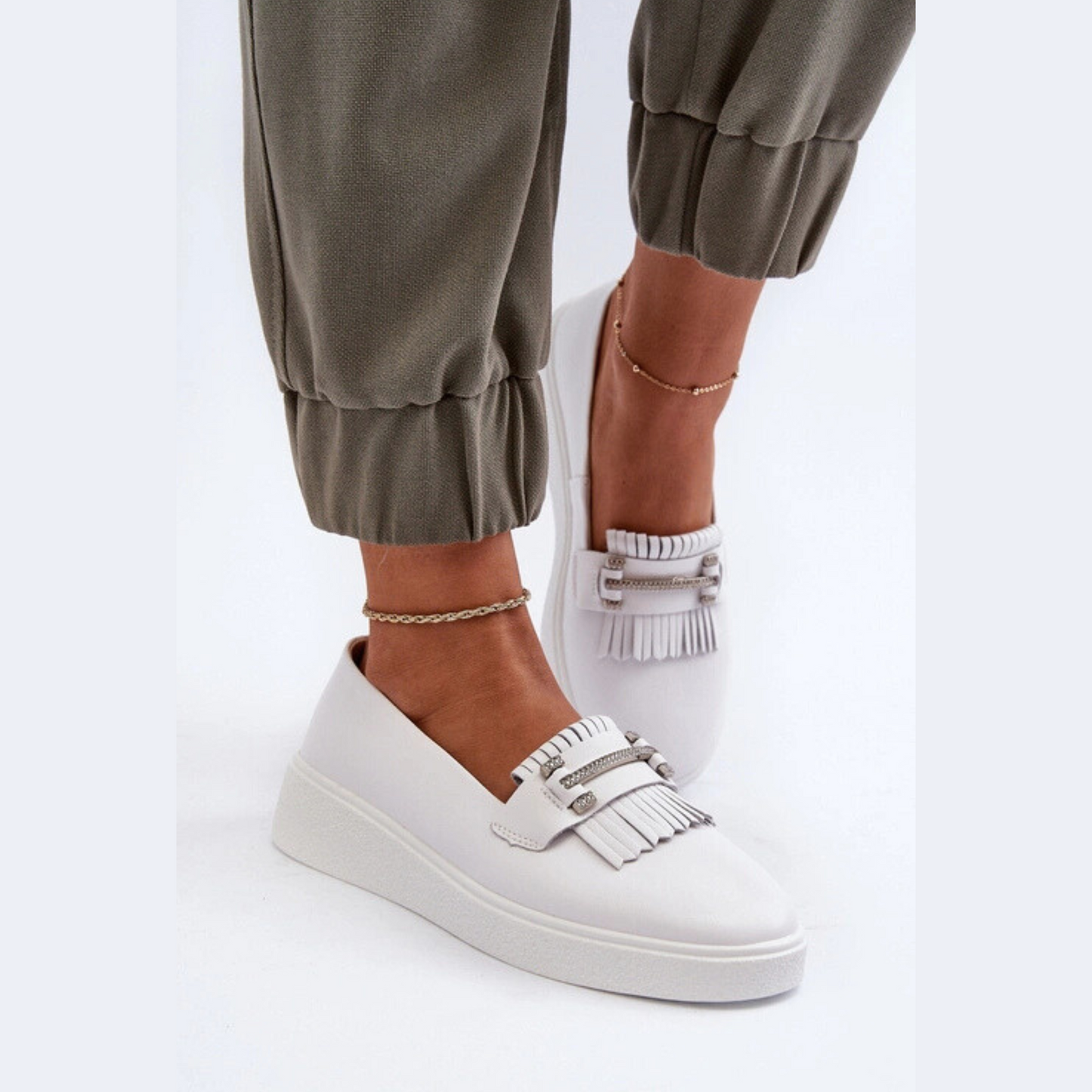 Loafer pampilles en cuir véritable pour femme