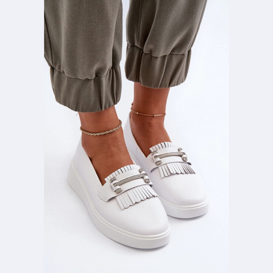 Loafer pampilles en cuir véritable pour femme