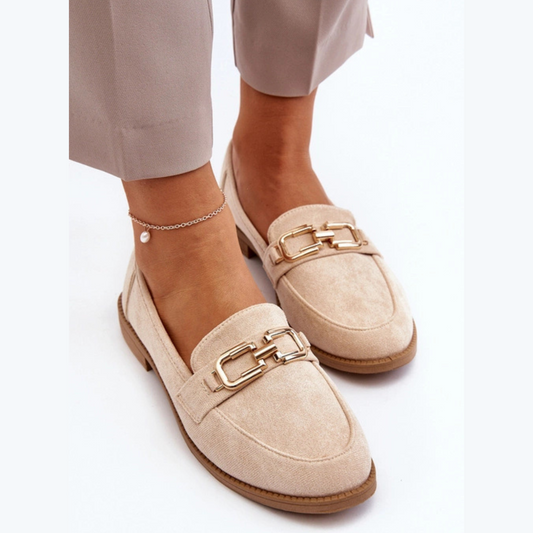 Mocassins cuir véritable avec détails en métal