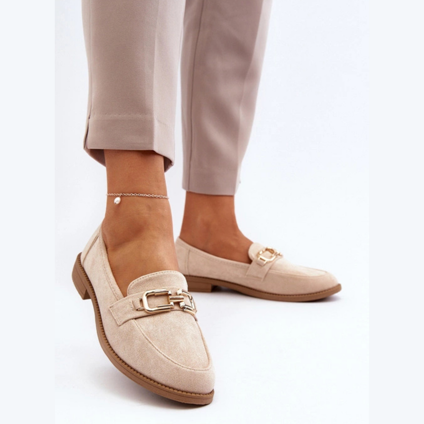 Mocassins cuir véritable avec détails en métal