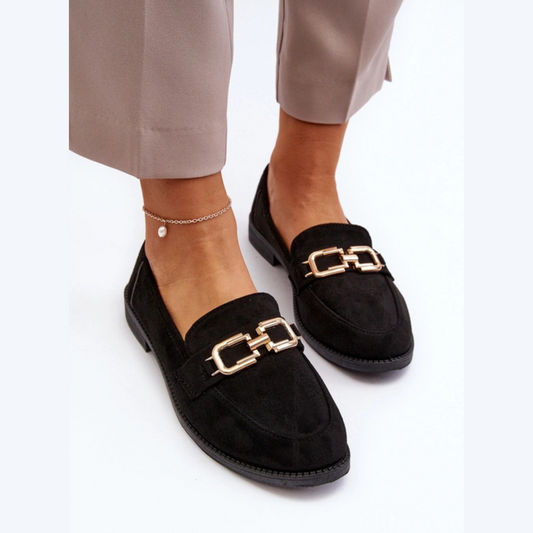 Mocassins cuir véritable avec détails en métal