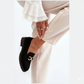 Loafers femmes –classique avec talon bas et boucle dorée