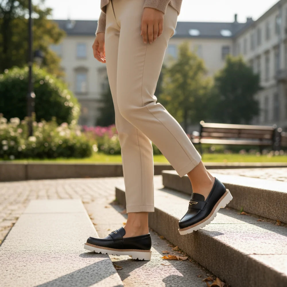 Loafers Chunky femmes cuir – épais Semelle de haute qualité