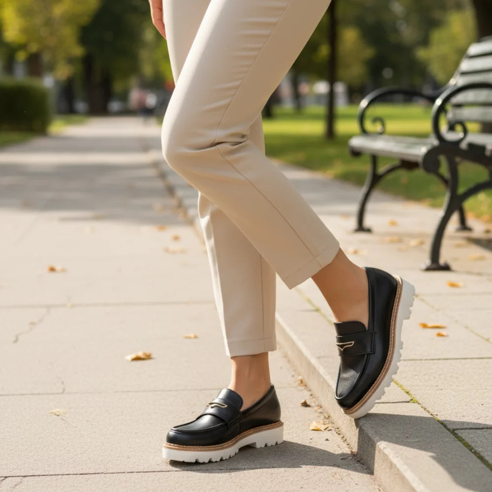 Loafers Chunky femmes cuir – épais Semelle de haute qualité