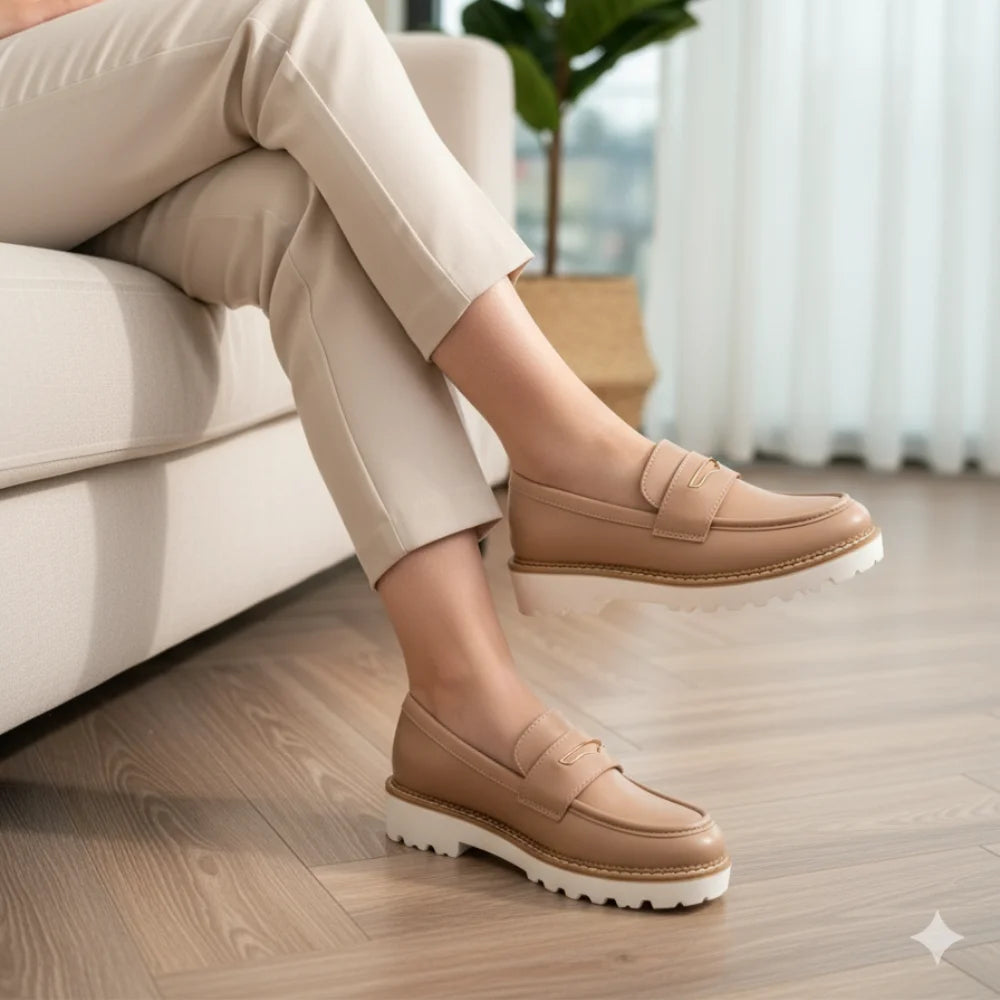 Loafers Chunky femmes cuir – épais Semelle de haute qualité