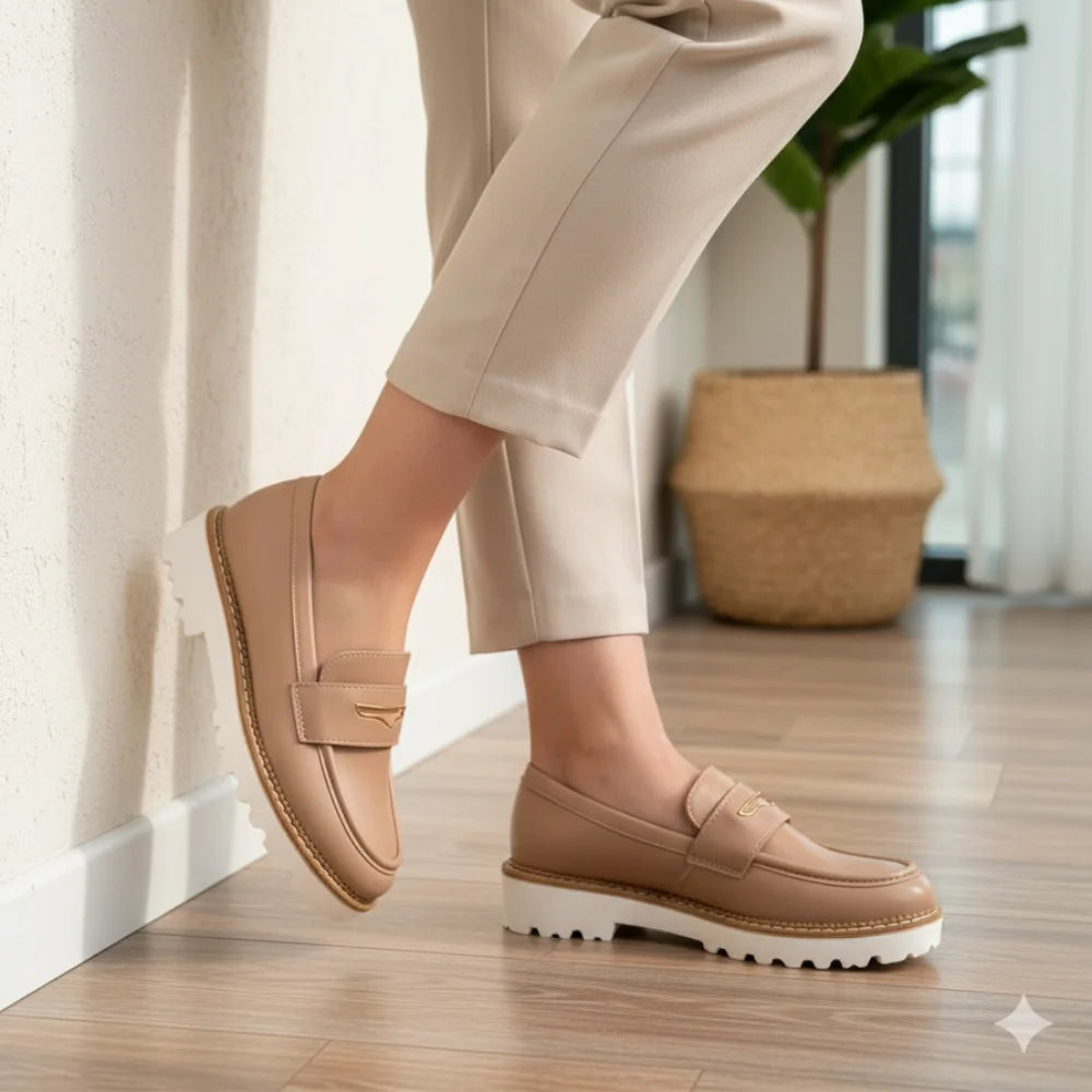 Loafers Chunky femmes cuir – épais Semelle de haute qualité