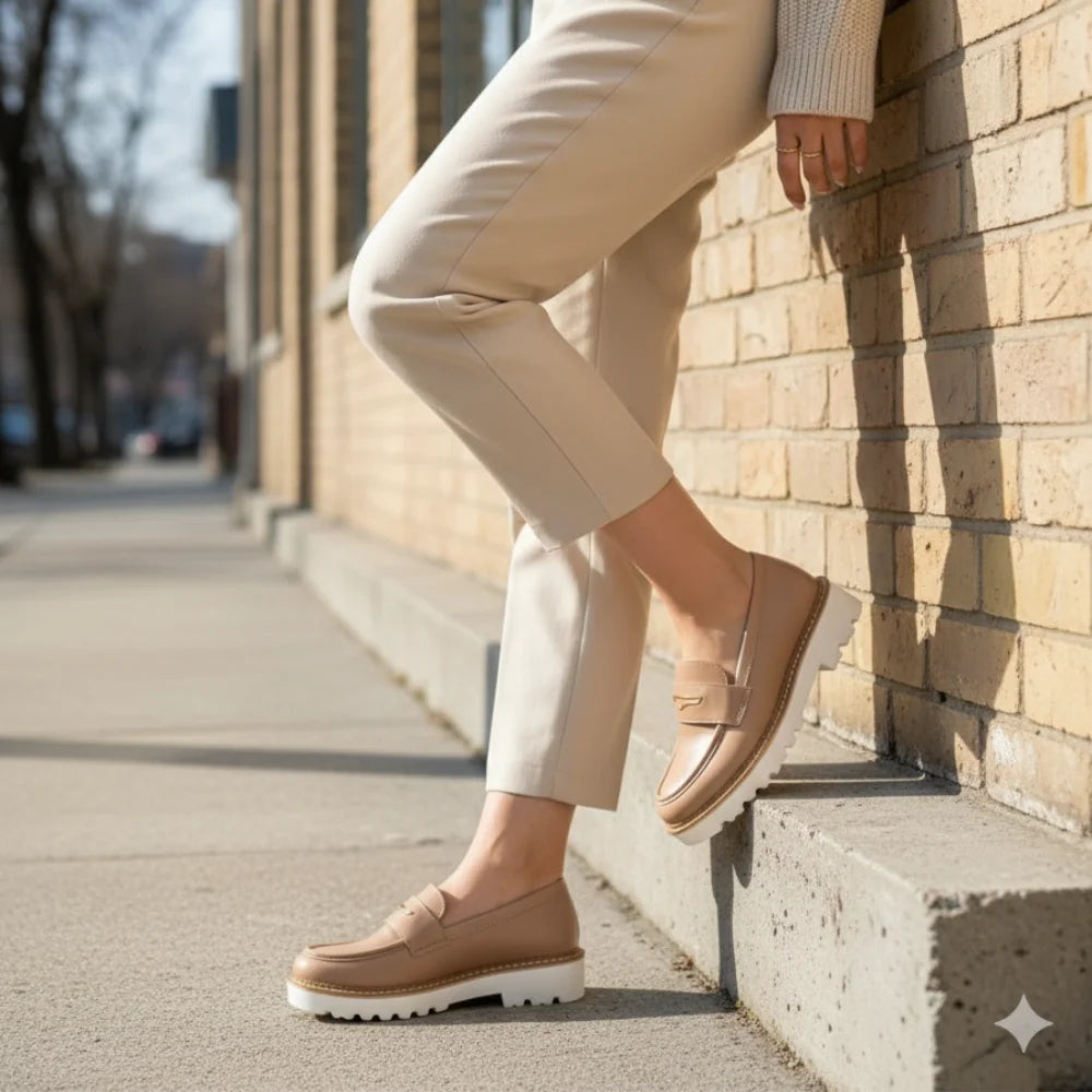 Loafers Chunky femmes cuir – épais Semelle de haute qualité