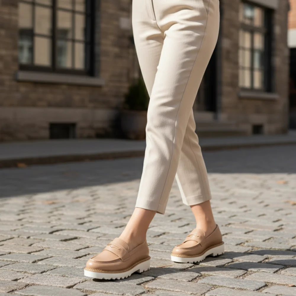 Loafers Chunky femmes cuir – épais Semelle de haute qualité