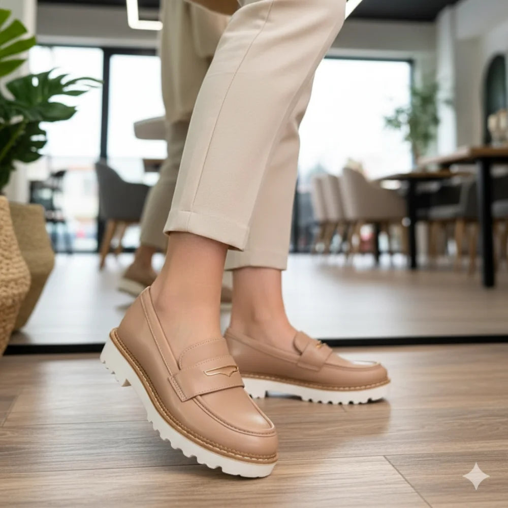 Loafers Chunky femmes cuir – épais Semelle de haute qualité