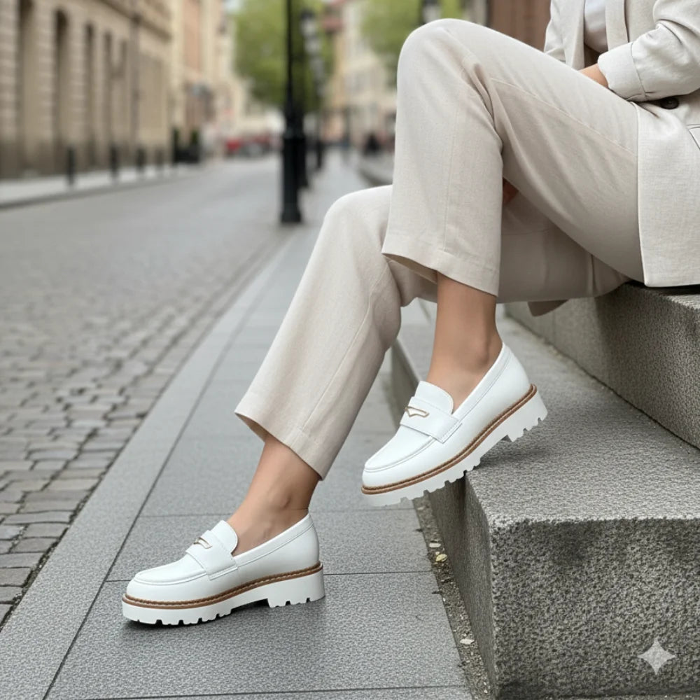 Loafers Chunky femmes cuir – épais Semelle de haute qualité