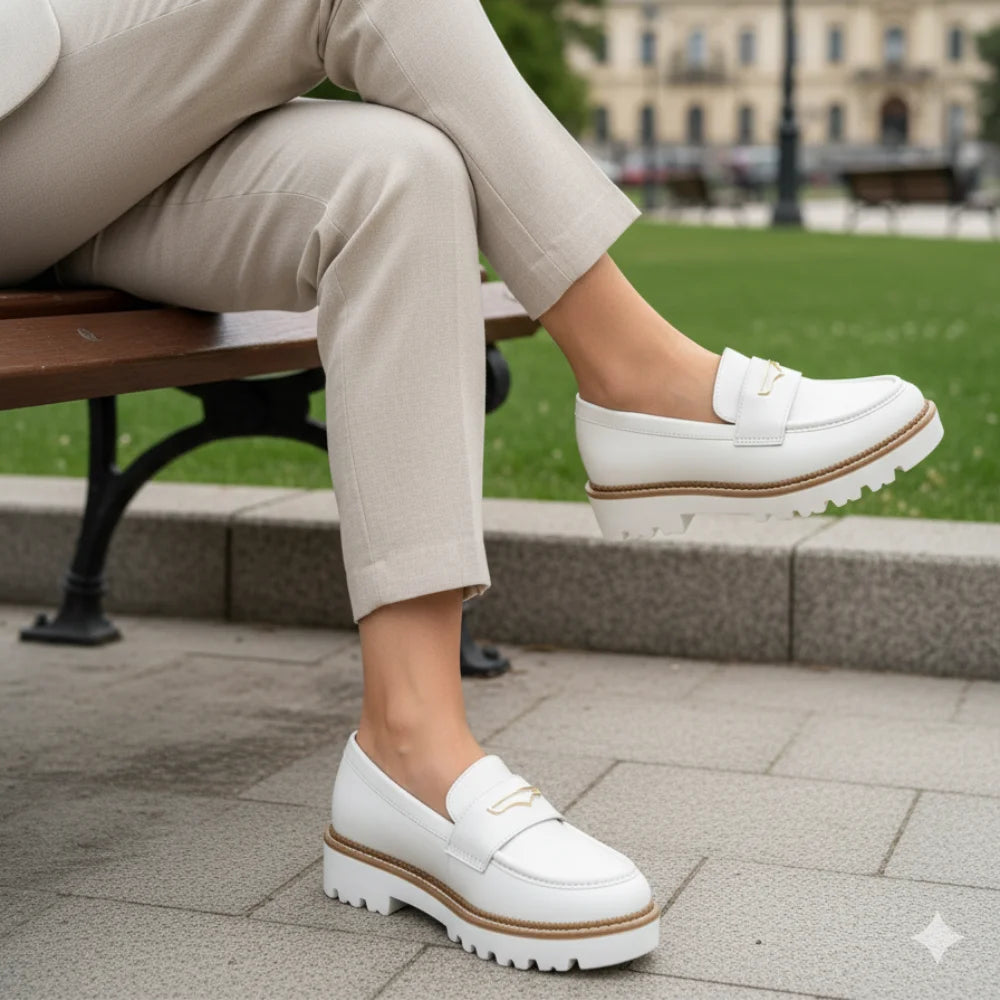 Loafers Chunky femmes cuir – épais Semelle de haute qualité